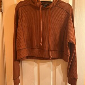 Forever 21 brown waffle material cropped hoodie
